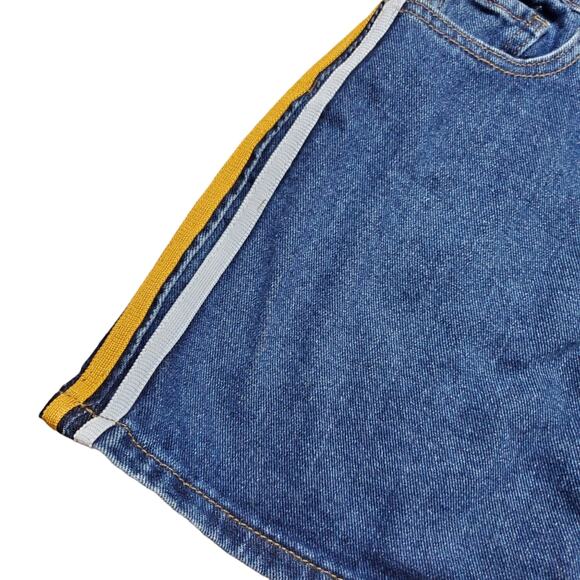 Pacsun Denim Micro Mini Skirt Side Stripe Varsity 100% Cotton Women's Size 28 - Picture 7 of 13